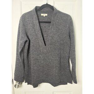 Madewell Charcoal Gray Knit Popover Deep Plunging V-Neck Sweater Medium
